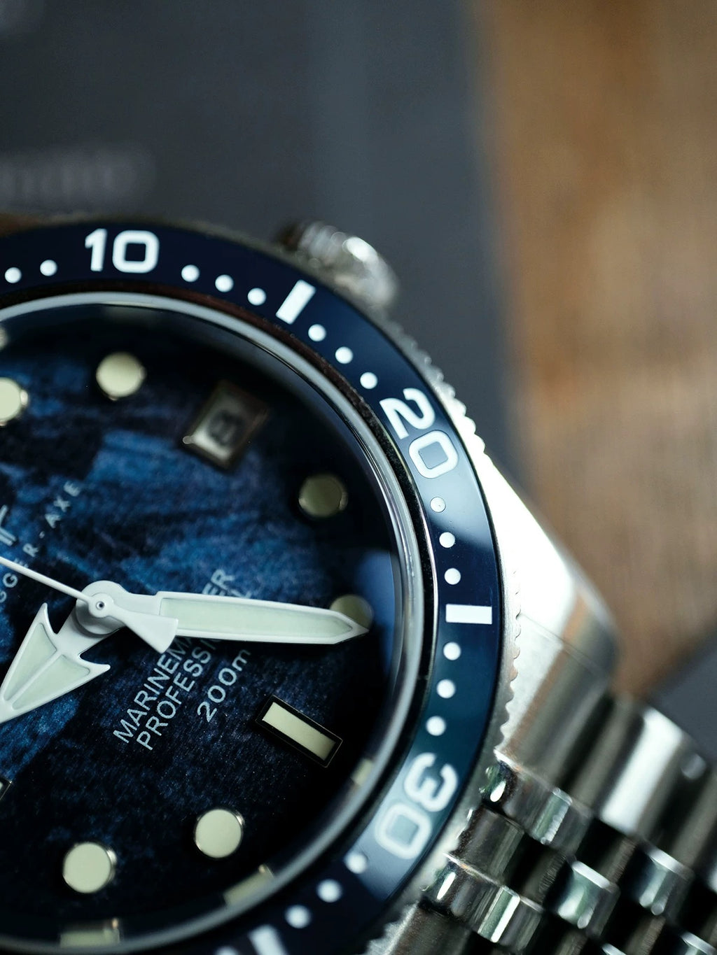 DAGGER AXE Marine Master watch on wrist lifestyle shot